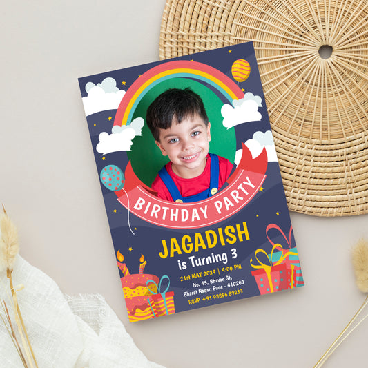 Rainbow Photo Birthday Invitation CB226