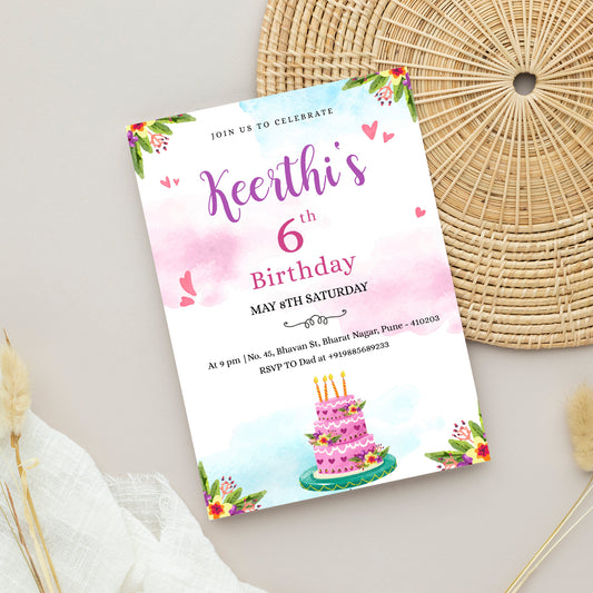 Cake Birthday Invitation CB202