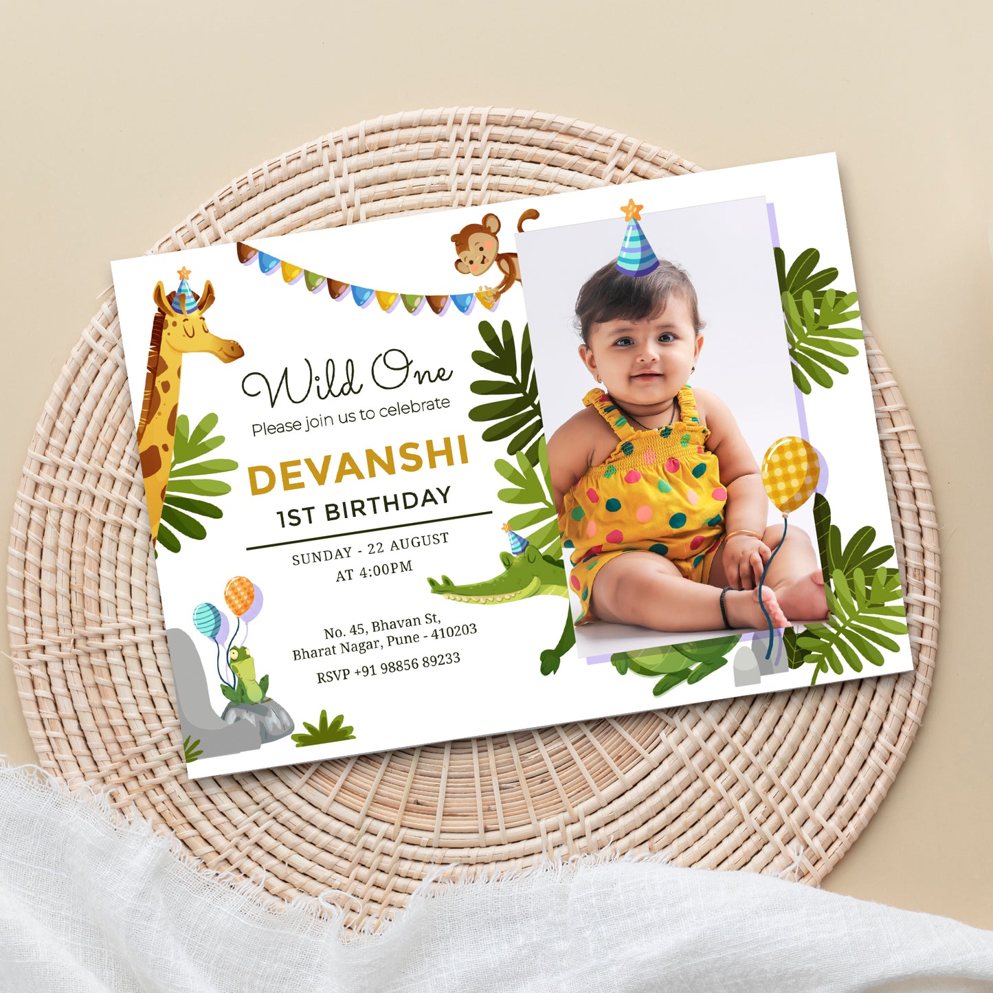 Wild one Birthday Photo Invitation CB231