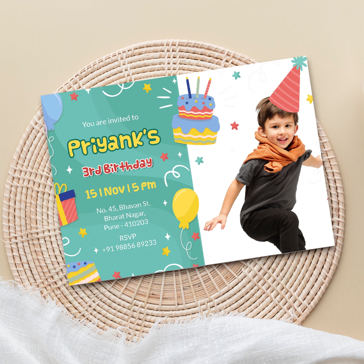 Cake Boy Party Invitation CB224