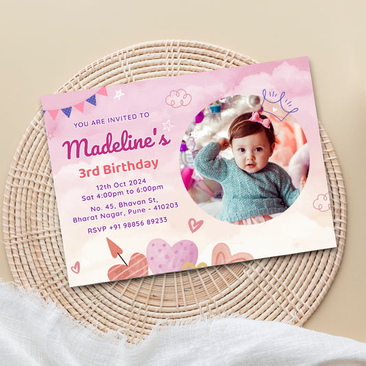 Pink Heart Photo Invitation CB229