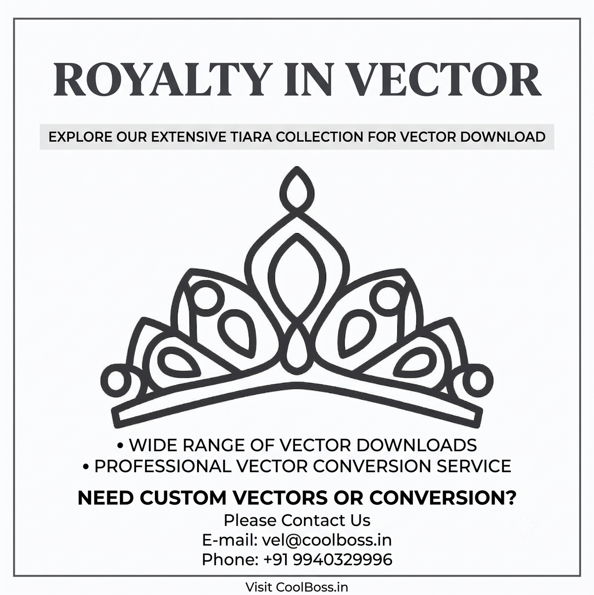 Princess Tiara Vector Icon - Elegant Crown Line Art Graphic (SVG, PNG)