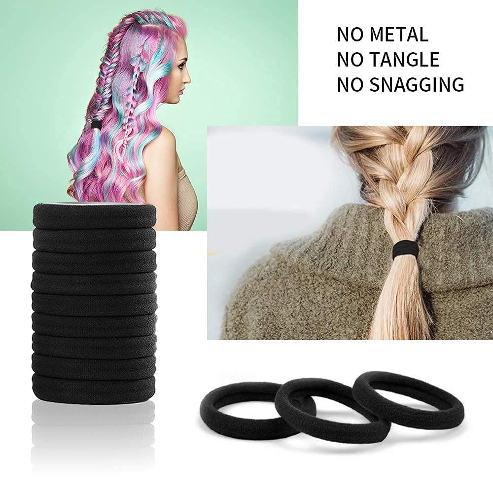 Cool Boss 50 PCS Black Hair Ties,High Elastic Hair Rubber Bands