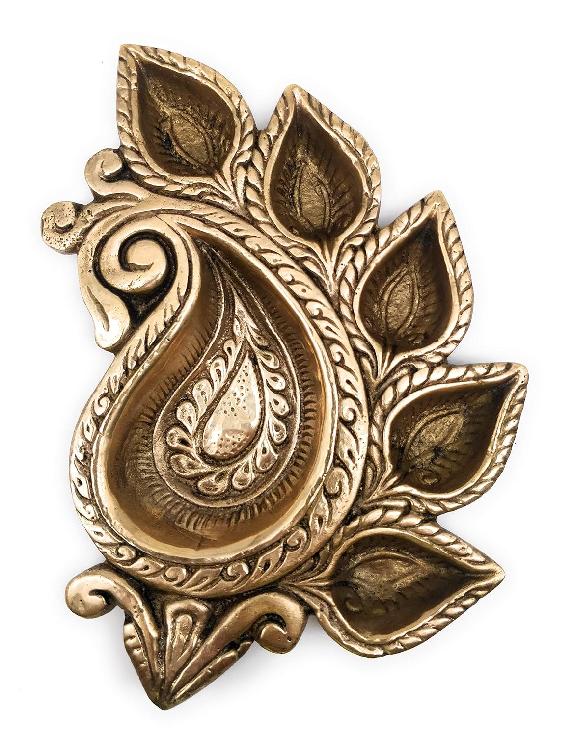 South Indian Arts Brass Lamp Diya Deepa Mango Design