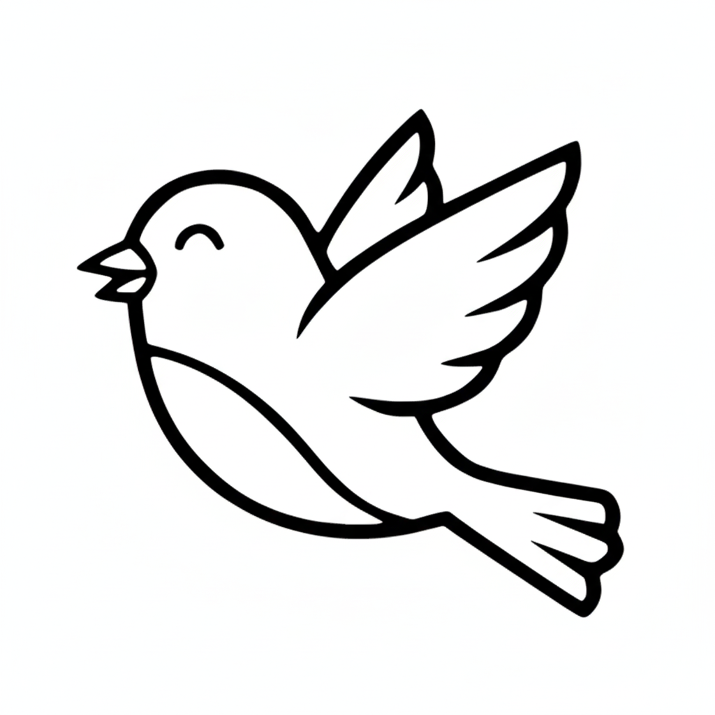 Cute Flying Bird Vector | Simple Line Art Illustration Download