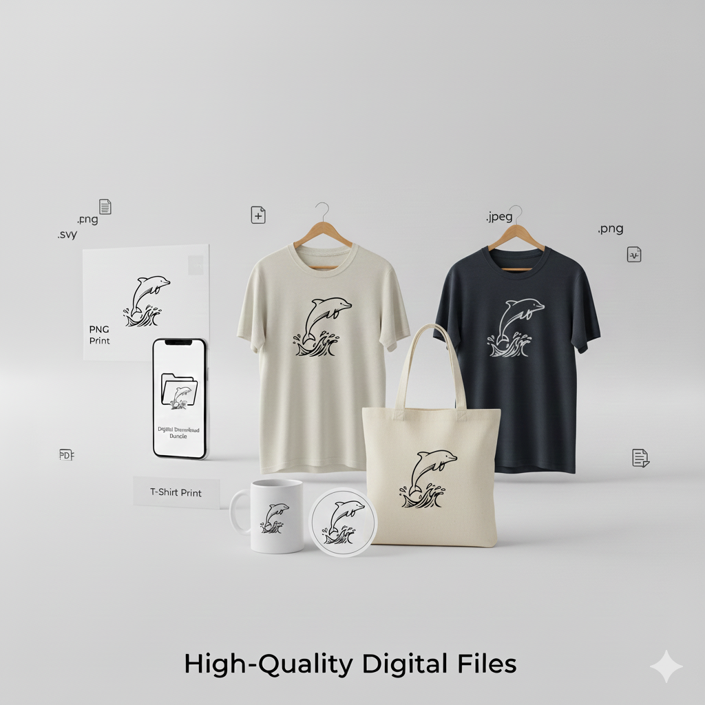 Jumping Dolphin SVG PNG Digital Download