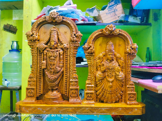 Perumal Thayar Wooden Carving