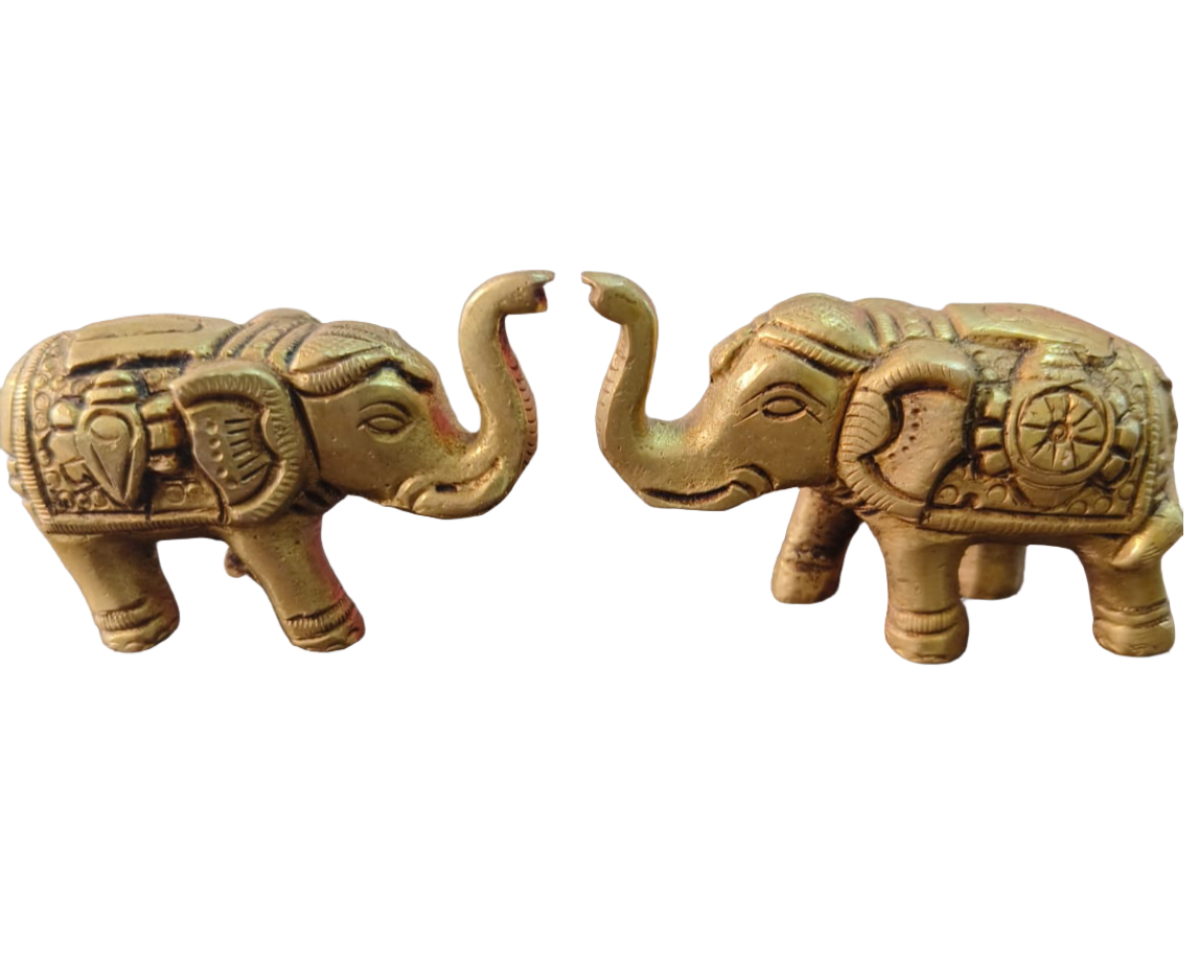 Brass Elephant 3.5cm set of 2