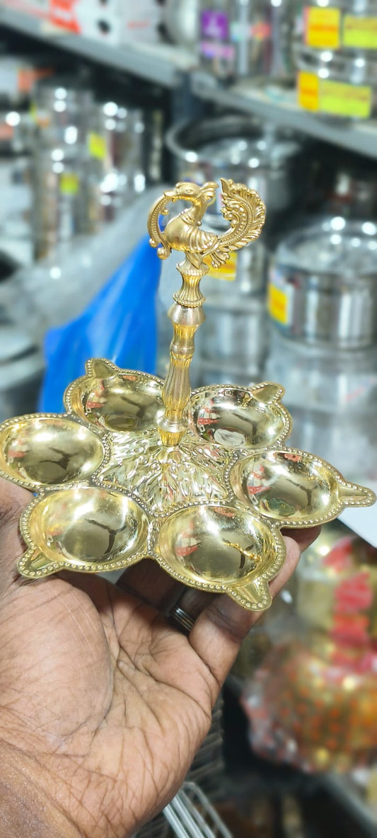 Brass Six Face Diya