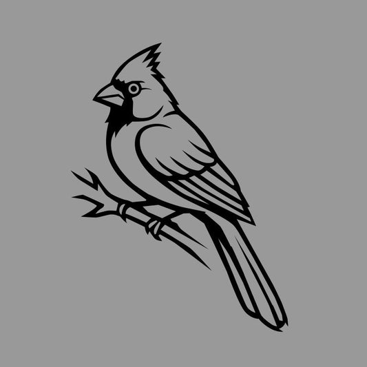 Minimalist Bird Sitting on Branch PNG SVG – Black & White Vector Illustration