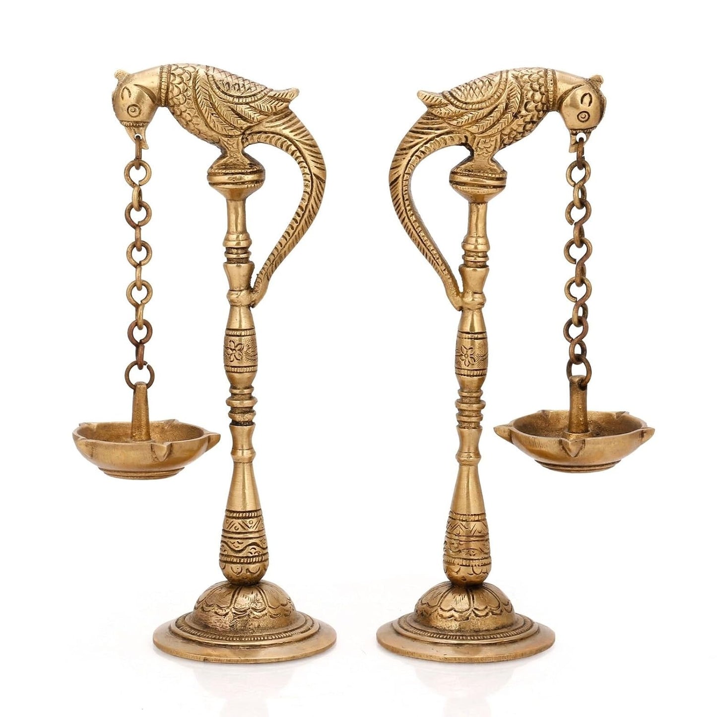 Standing parrot Diya Brass 9 inches