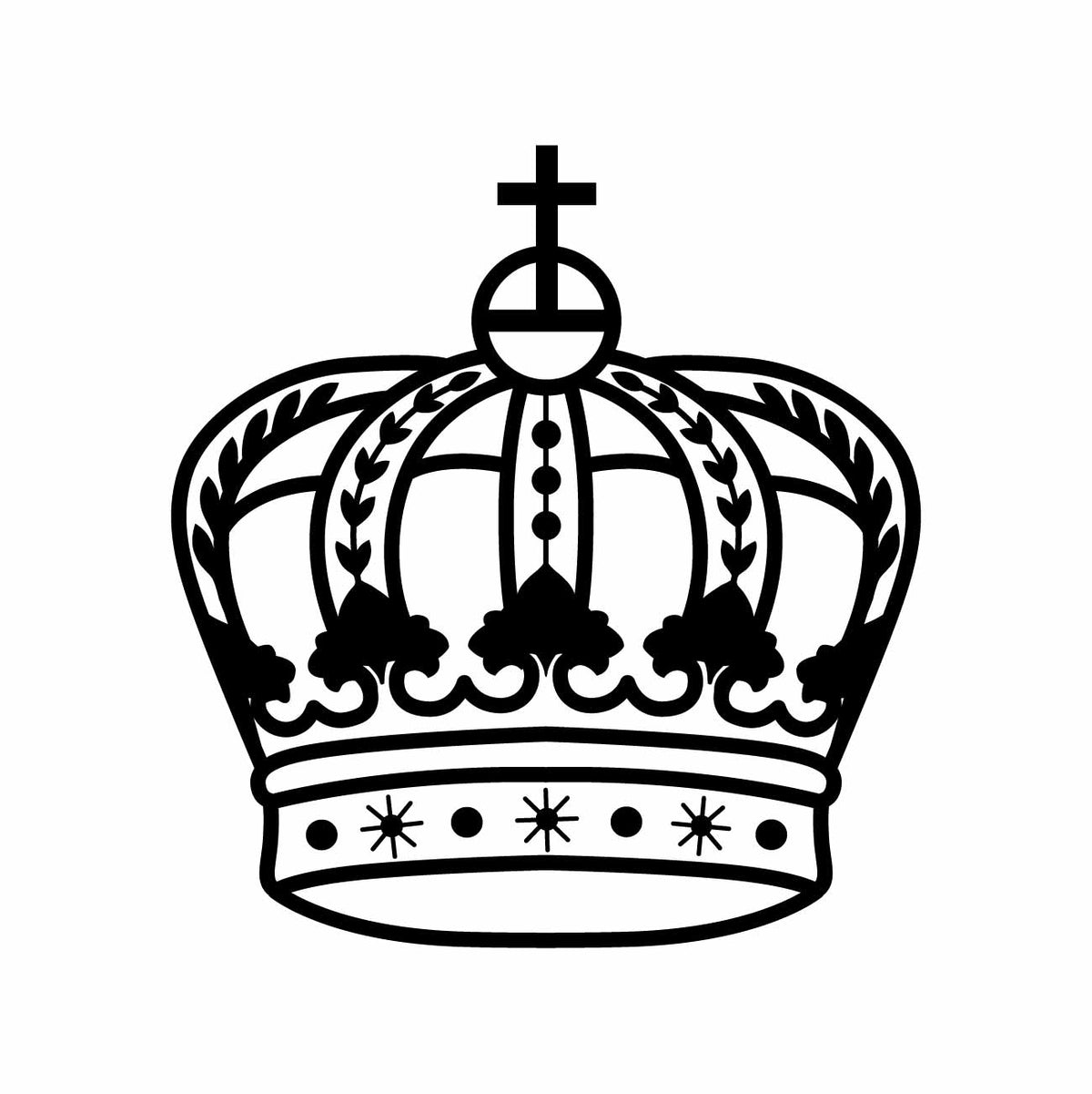 Royal Imperial Crown Vector Icon | Black & White Heraldic Line Art