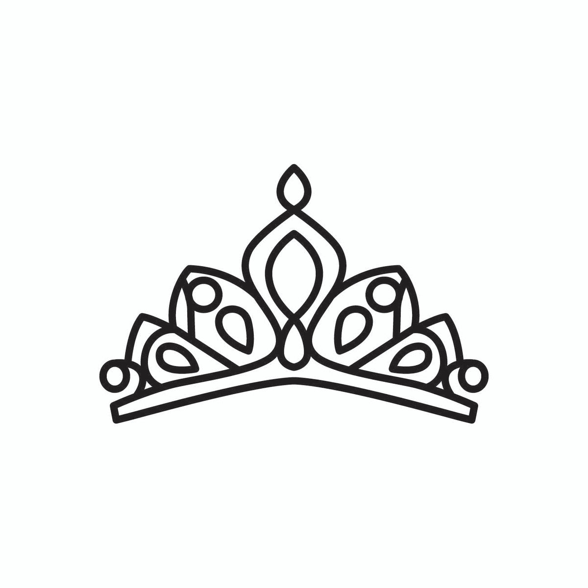 Princess Tiara Vector Icon - Elegant Crown Line Art Graphic (SVG, PNG)