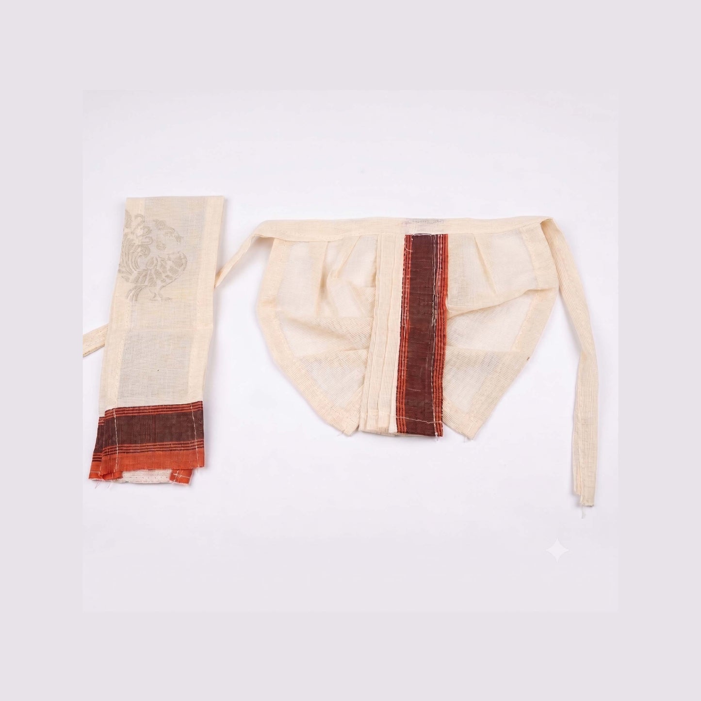 White Cotton Panjakajam Dhothi Set for Idol Shringhar 5 Inches