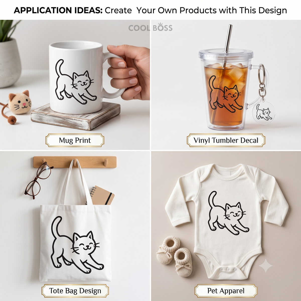 Playful Stretching Kitten Line Icon – SVG, PNG, EPS Instant Download