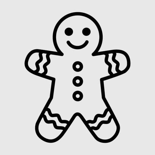 Gingerbread Man Line Art SVG PNG | Christmas Cookie Outline | Cute Holiday Vector Clipart