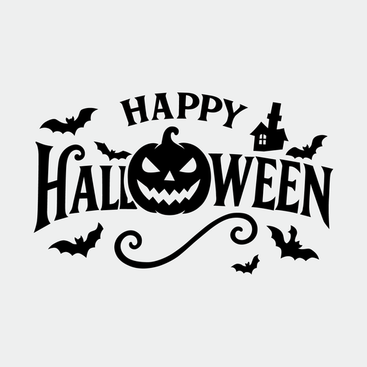 Happy Halloween Clipart: Pumpkin, Bats, Haunted House (SVG, PNG)