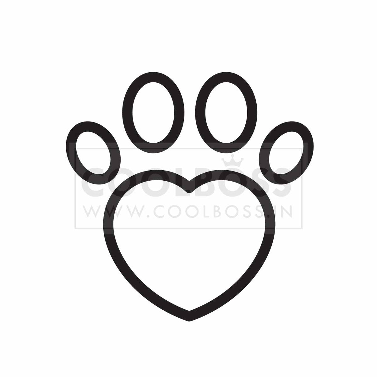 Heart Paw Print SVG Cut File | Heart Dog Paw Print Outline Vector PNG EPS | Cricut & Silhouette