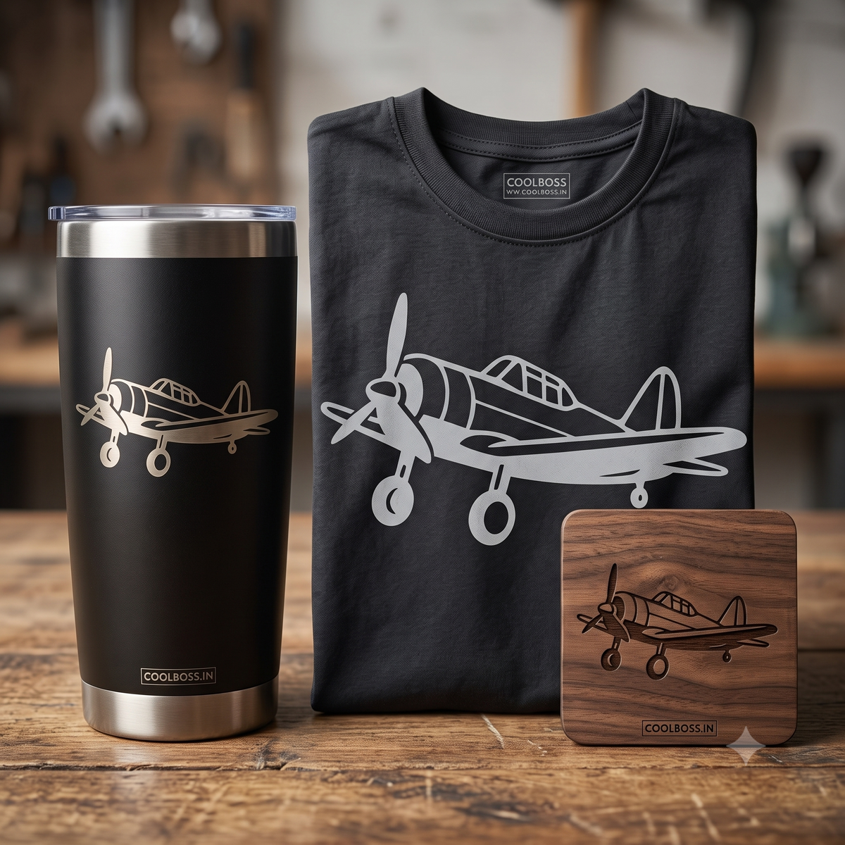 Vintage Propeller Airplane SVG, Vintage Fighter Plane Vector Clipart, Monochromatic Airplane Silhouette EPS PNG Instant Download
