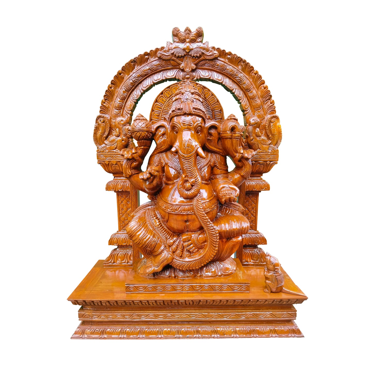 Coolboss Handcrafted Wooden Lord Ganesha Idol with Decorative Arch