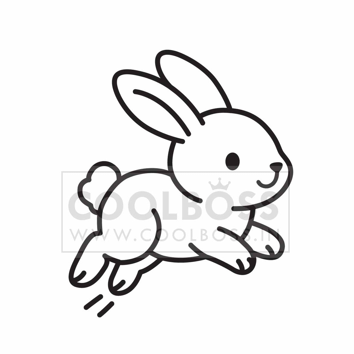 Jumping Bunny Outline Vector Graphic – Cute Hopping Rabbit Clipart & Coloring Design