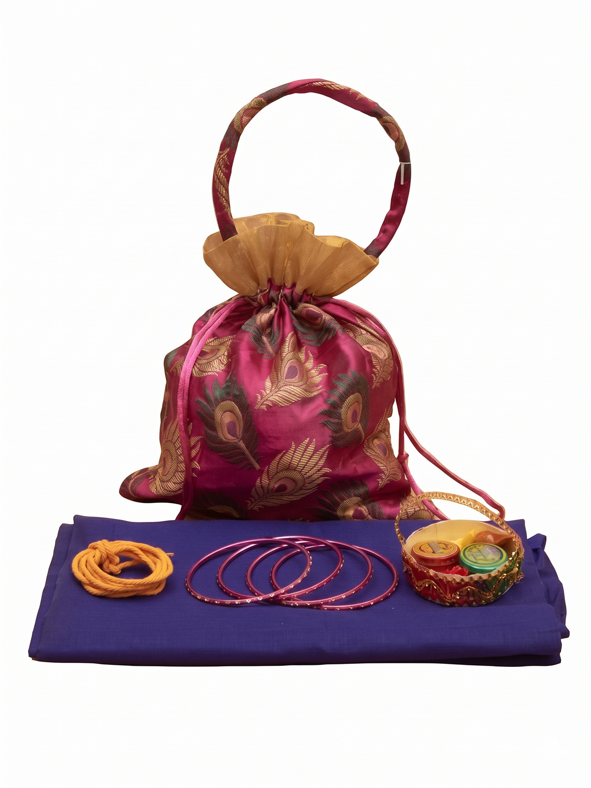 Indian Return Gift Set: Pouch, Bangles & Kumkum