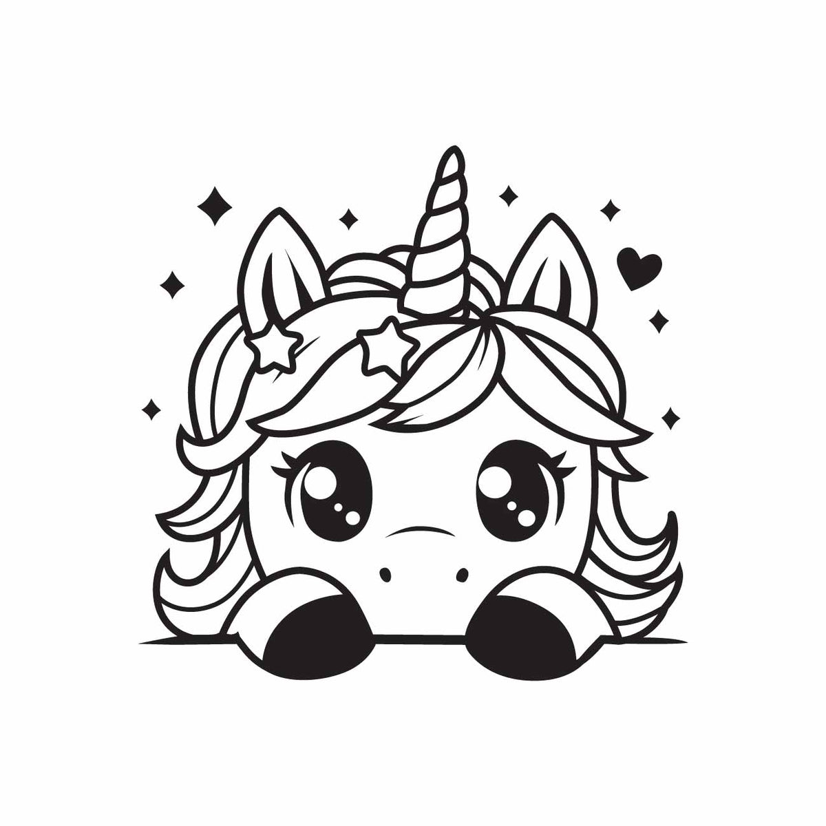 Cute Peeking Unicorn SVG PNG Digital Download