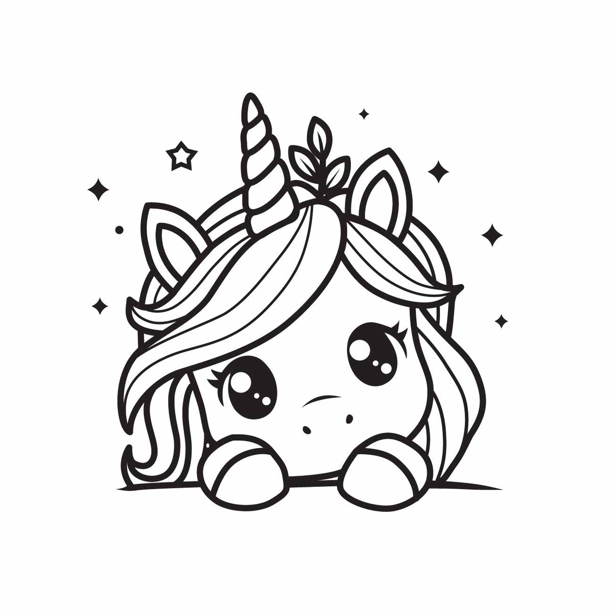 Shy Unicorn PNG SVG Instant Download