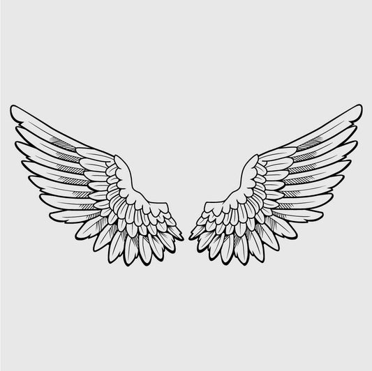 Angel Wings SVG PNG Feathered Wing Clipart Angelic Wings Outline Vector for Cricut & Silhouette