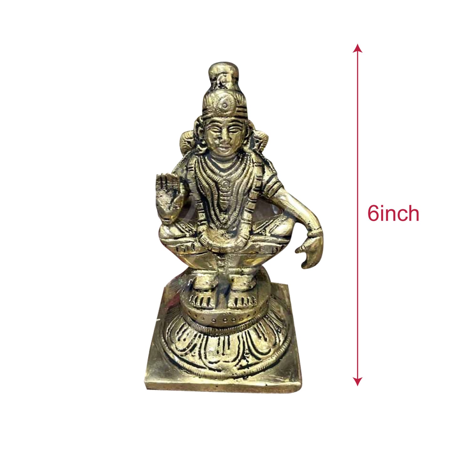 Lord Ayyappan Idol in Brass Idol 6"