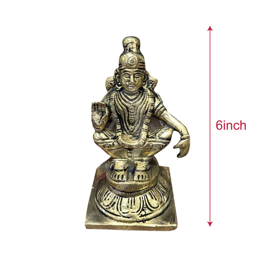Lord Ayyappan Idol in Brass Idol 6"
