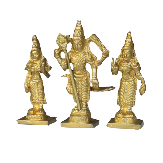 Murugan Valli Deivaanai Statue Brass 4.5 inches
