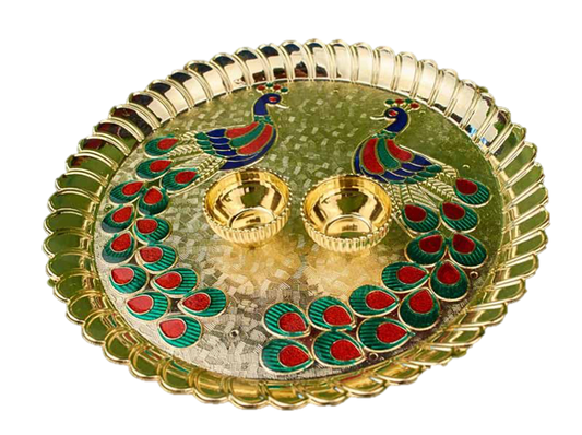 Pooja Plate Kumkum Chandan Holder Box Brass 7 Inches