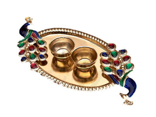 Peacock Design Pooja Thali 6.5 inches