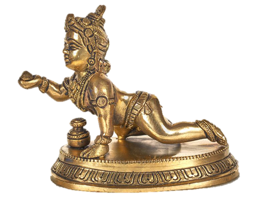Crawling Baby Balakrishna Statue Brass 4.5 inches