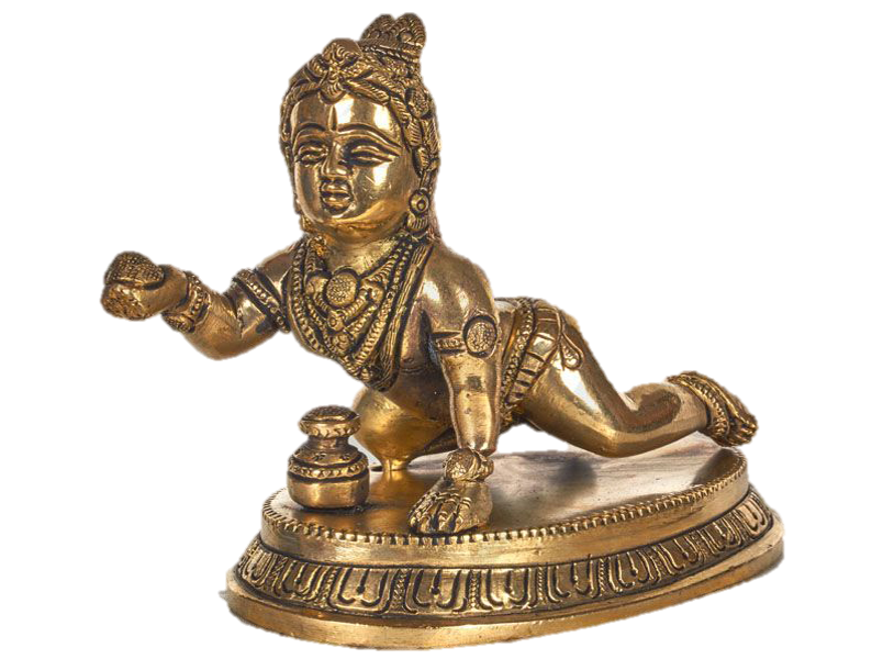 Crawling Baby Balakrishna Statue Brass 4.5 inches
