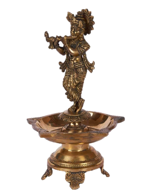 Krishna Statue Diya Brass