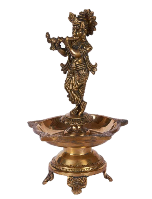 Krishna Statue Diya Brass