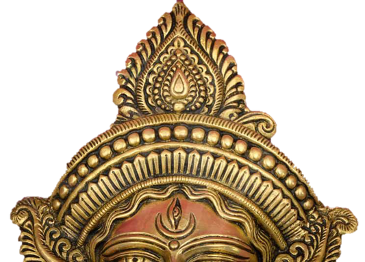 Durga Face Statue Brass 25 cm