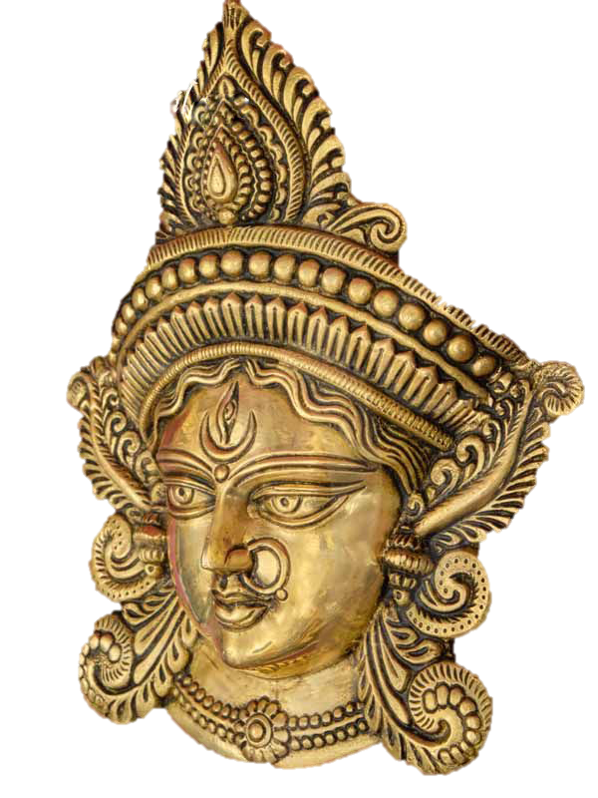 Durga Face Statue Brass 25 cm