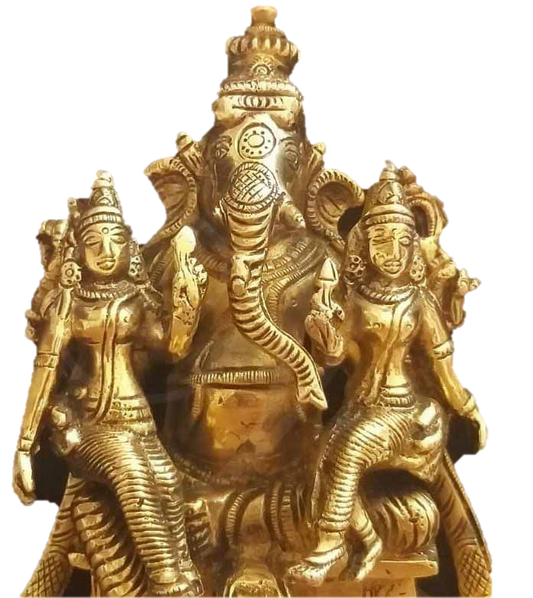 Siddhi Riddhi Vinayagar Statue Brass 7 Inches