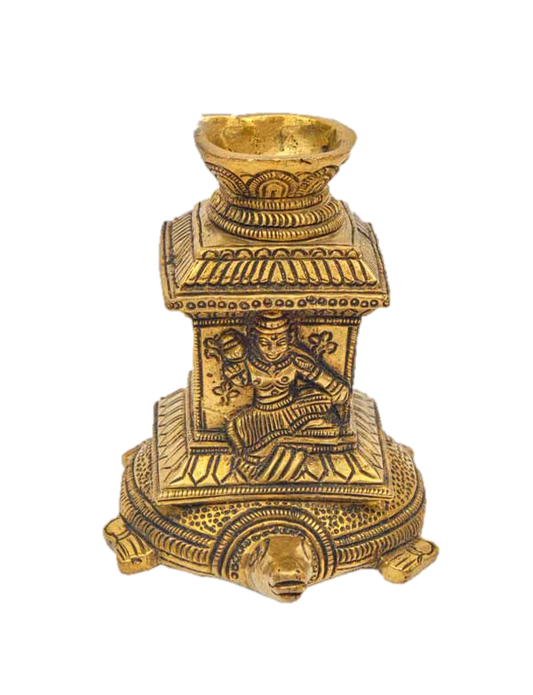 Tortoise Dulasi Madam Diya Brass 4 Inches