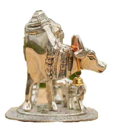 Kamadhenu Cow Statue Steel 18 cm