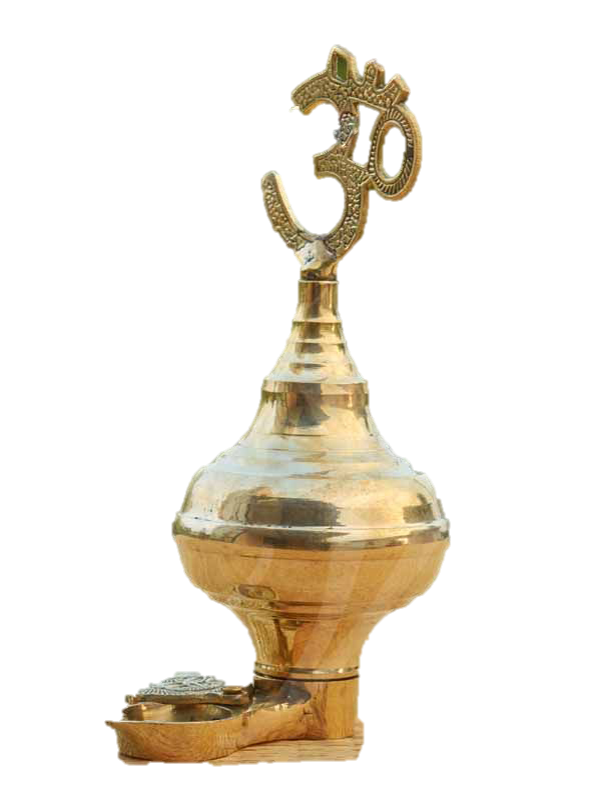 Om Symbol Standing Thoondamani Vilakku Brass 9.5 Inches