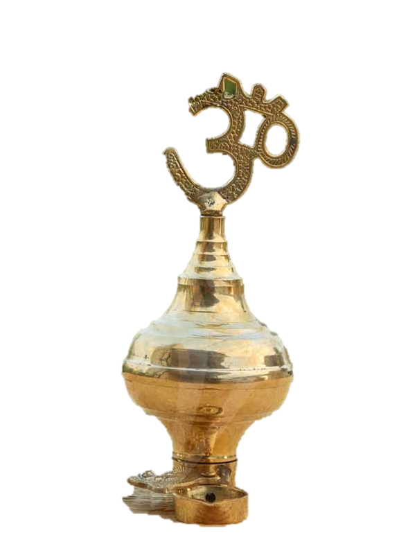 Om Symbol Standing Thoondamani Vilakku Brass 9.5 Inches