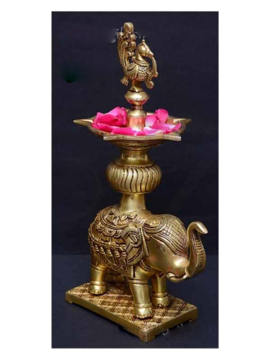 Elephant Brass Diya 11 Inches