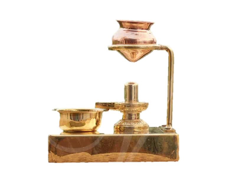Brass Shiva Lingham Abhisek Stand And Kalsham 6 Inches