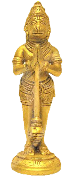 Hanuman Standing Statue Brass 3.3 Inches