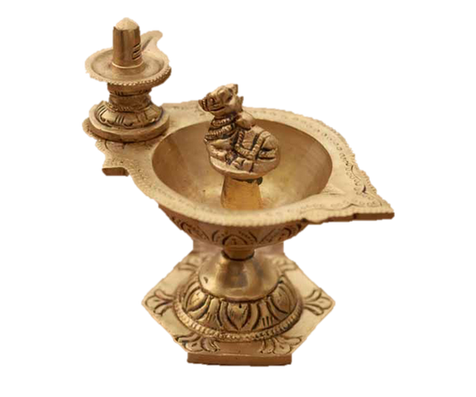 Lingham With Nandi Standing Vilakku Brass 4.2 inches