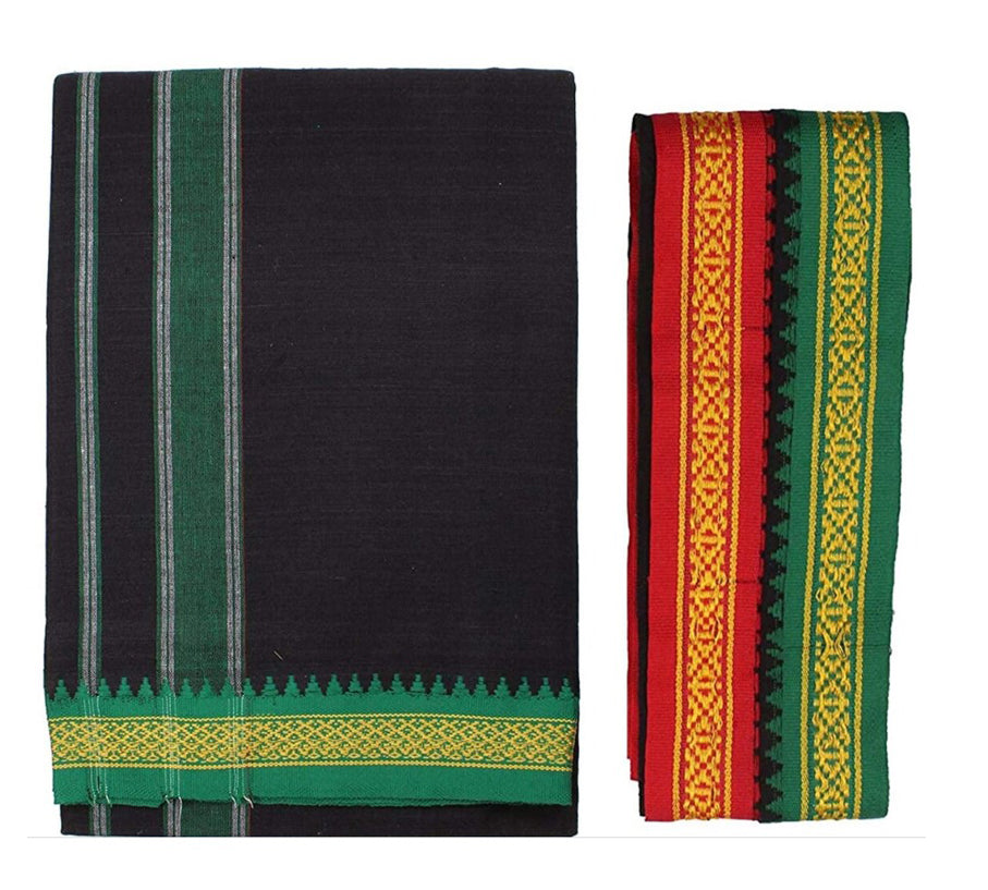 9x5 Black Cotton Dhoti 6.2 Meters